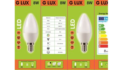 LED Lemputė GR-LED-C37-8W 1489 G.LUX