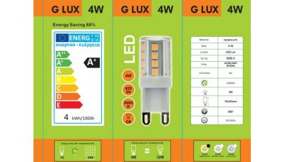 LED Lemputė GR-LED-G9-4W 1308 LED Lemputė GR-LED-G9-4W 1308 G.LUX