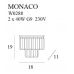 Sieninis &scaron;viestuvas Monaco Wall 2 Gold W0288 Maxlight