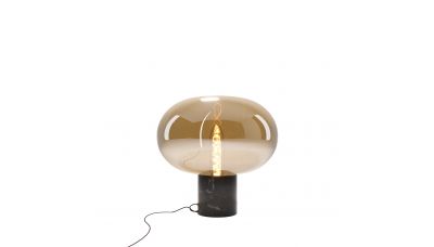 Stalinis &scaron;viestuvas Moonstone Amber Glass - Black Marble Table T0058 Maxlight