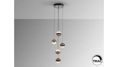 Pakabinamas &scaron;viestuvas Orbes Pendant Black-Copper-Brass 5L 276542 Schuller
