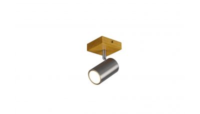 Lubinis/Sieninis šviestuvas Marley Spot 1-pc. GU10 Steel/Wood 812400107 Lubinis/Sieninis šviestuvas Marley Spot 1-pc. GU10 Steel/Wood 812400107 TRIO Lighting