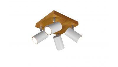 Lubinis šviestuvas Marley Spot 4-pc. GU10 White/Wood 812400431 Lubinis šviestuvas Marley Spot 4-pc. GU10 White/Wood 812400431 TRIO Lighting
