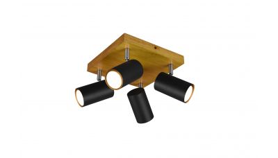 Lubinis &scaron;viestuvas Marley Spot 4-pc. GU10 Black/Wood 812400432 TRIO Lighting